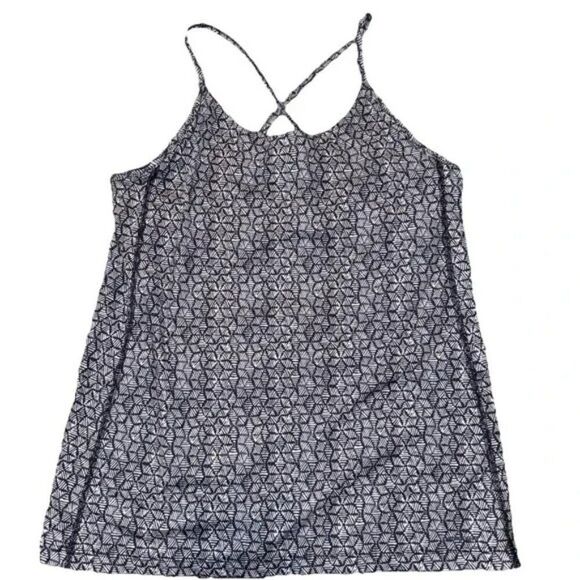 Patagonia Tank Top Criss-Cross Straps Stretch Blue White Geometric Print Size S - Picture 1 of 8